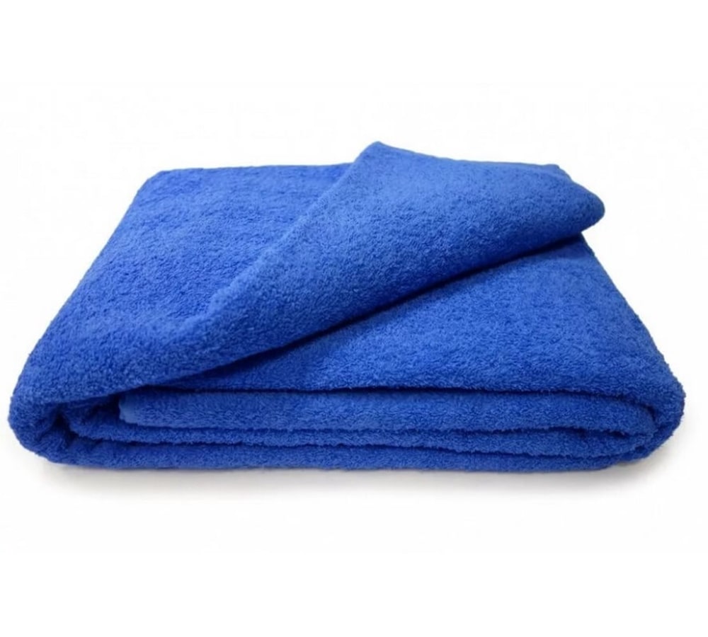 Махровое полотенца супербаня 100х180 синего цвета