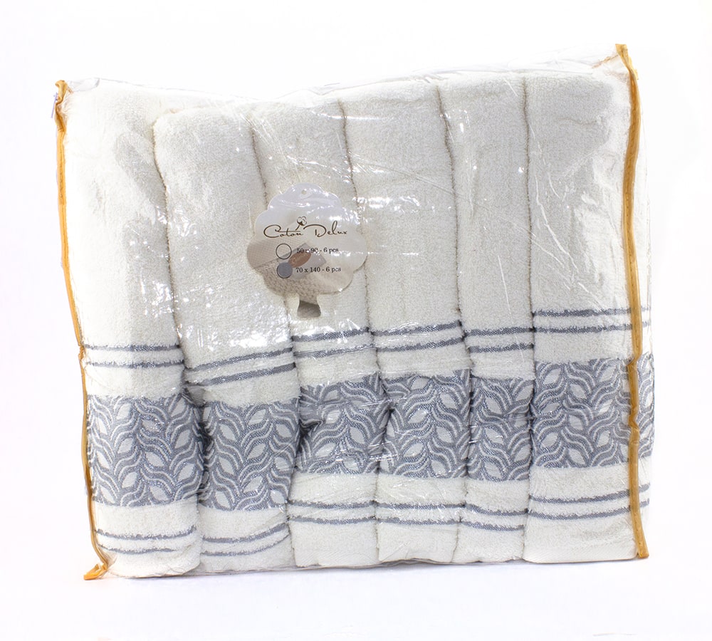 Комплект махровые полотенец из 6 шт белого цвета