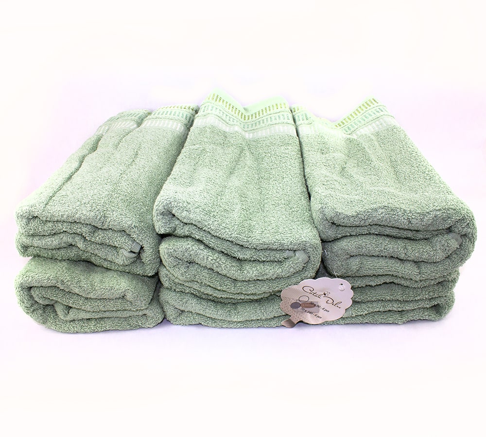 Махровые полотенца Gursan Cotton Delux 70х140 фисташкового цвета комплектом по 6шт