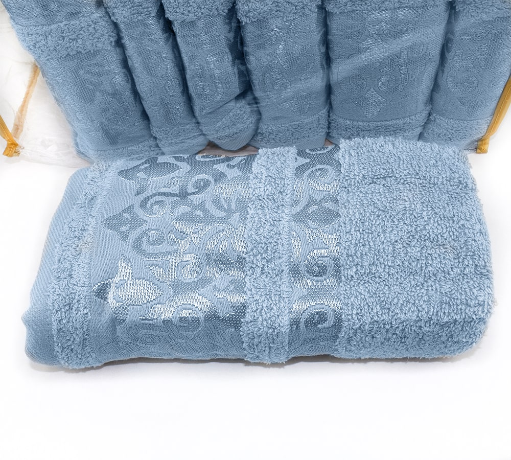 Узор махровых полотенец Gursan серо-голубого цвета