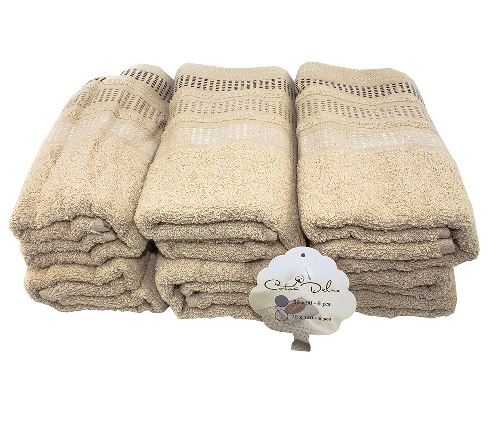 Махровые полотенца Gursan Cotton Delux 50х90 Бежевого цвета комплектом по 6шт
