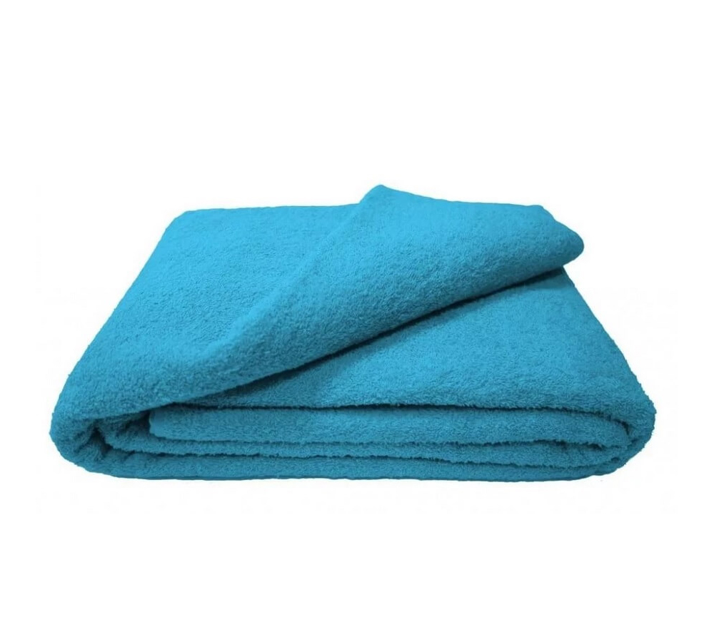 Махровое полотенца супербаня 100х180 голубого цвета